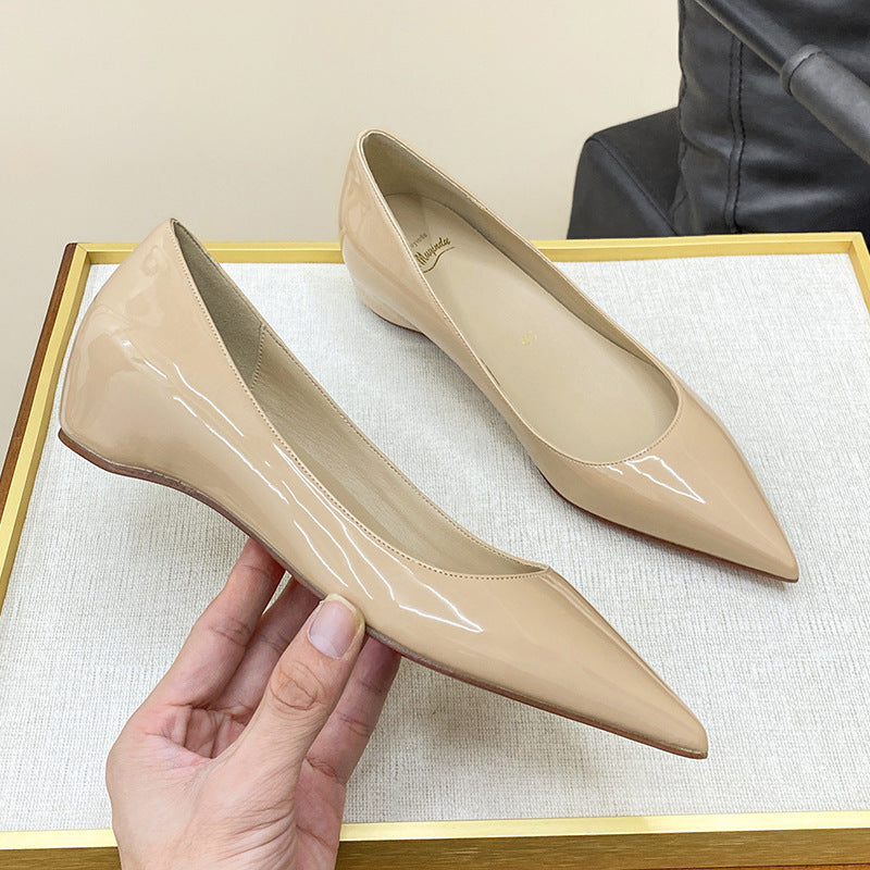 Fashionable High-grade Pointed Plus Size Low-cut Pumps Red Bottom Women's Fashion Shoes
