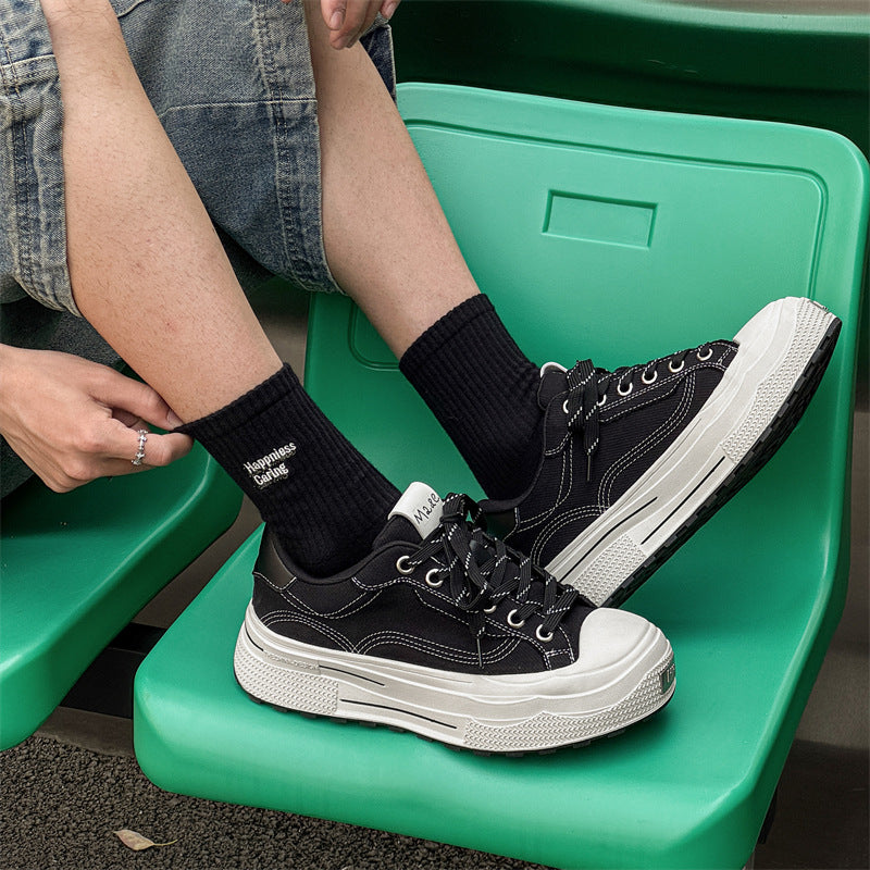 Men's & Women's Thick-soled Ensemble Series Niche Black Retro Men's Board Shoes