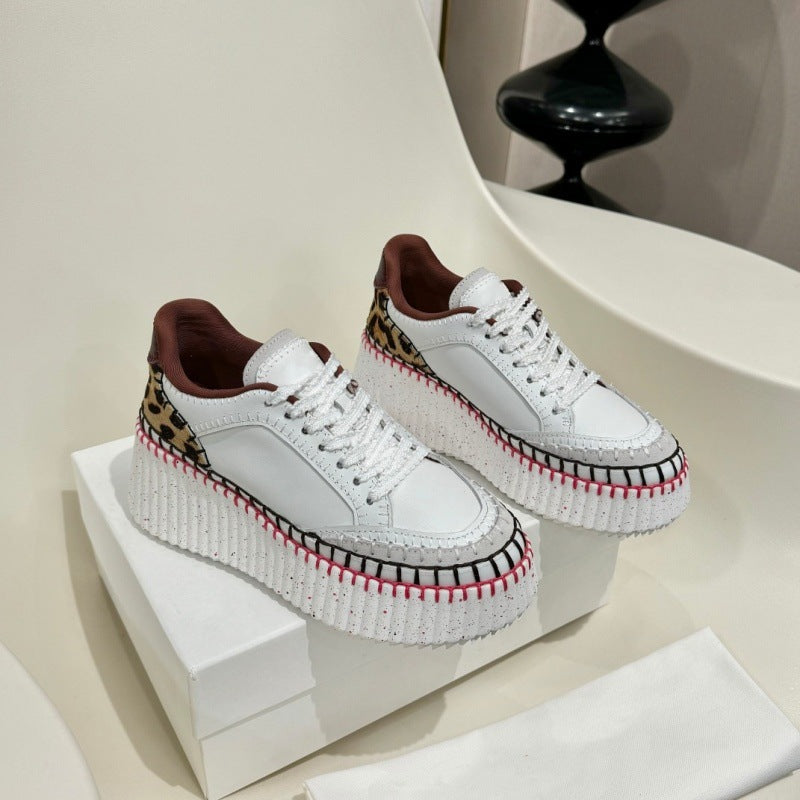Women's Platform Elevator Wild Biscuit Shape Round Women's Casual Shoes