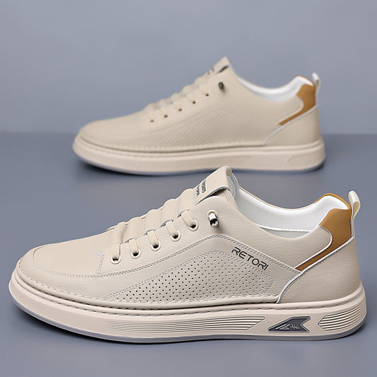 Men's Summer White Breathable Fashion Calf Versatile Sneakers
