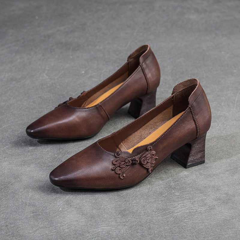 Women's Small High Ethnic Style Versatile Retro Heels