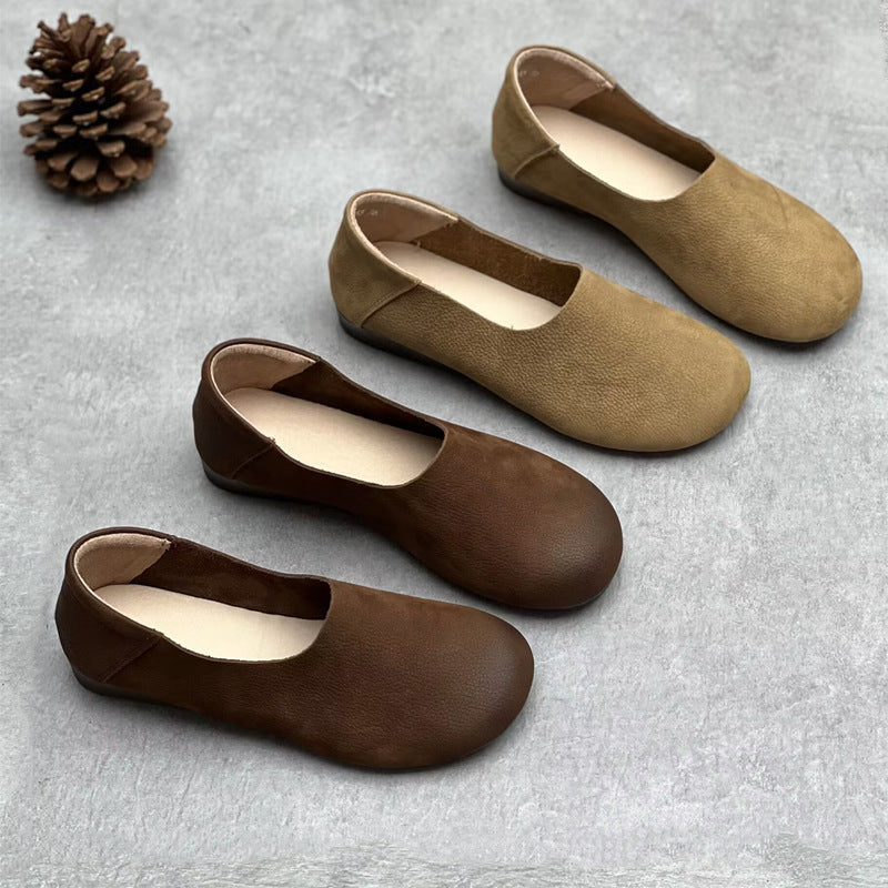 Women's Artistic Crafts Slip-on Genuine Pumps Retro Cotton Linen Style Mori Women's Casual Shoes