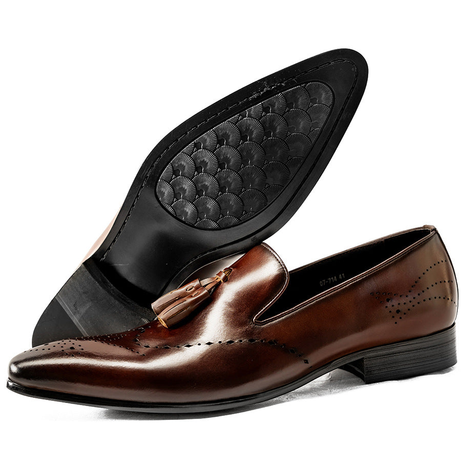 Men's Formal Wear Tassel Slip-on Pointed Men's Business Leather Shoes