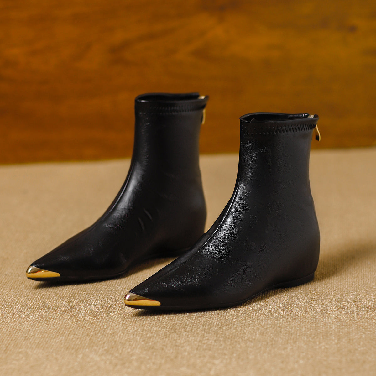 Women's Fashion Pointed Toe Stretch Thin Height Women's Leather Boots