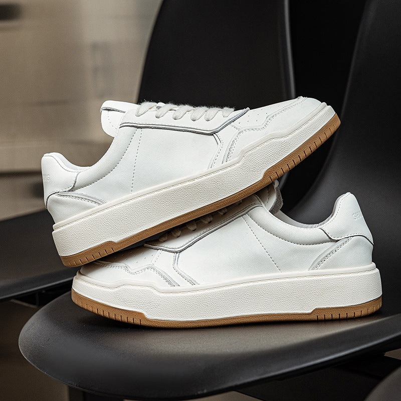 Women's Cowhide Trendy Autumn Thick-soled Wild White Women's Board Shoes