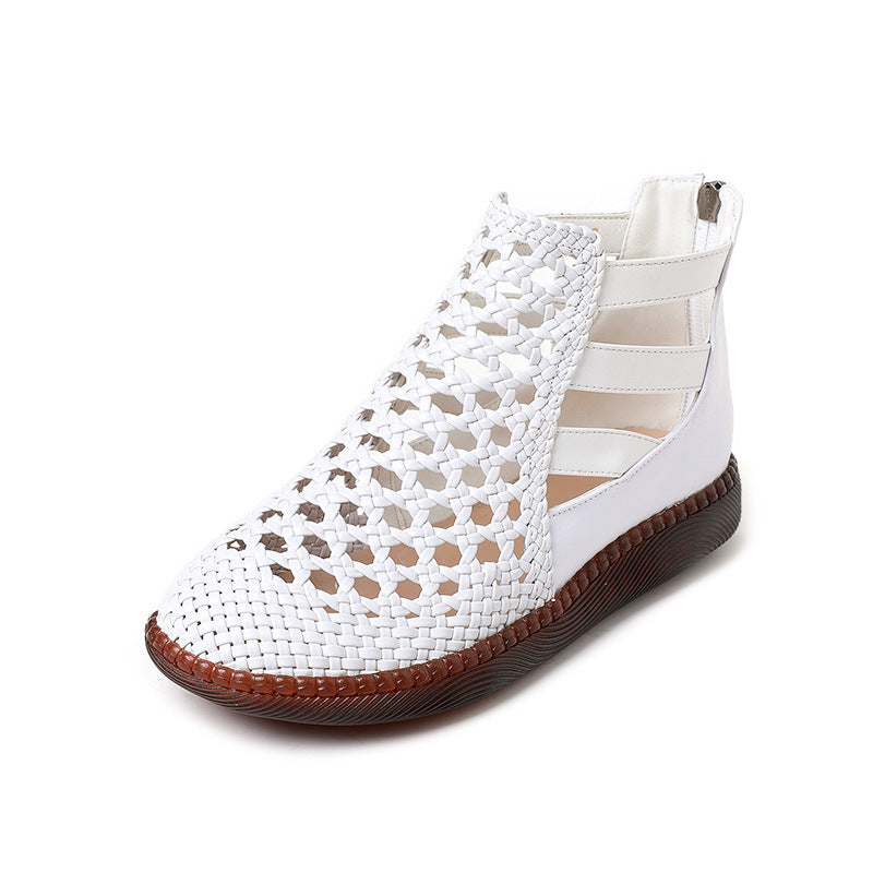Women's Hollow Out Breathable Hole Pumps Comfortable Flat Soft Heels