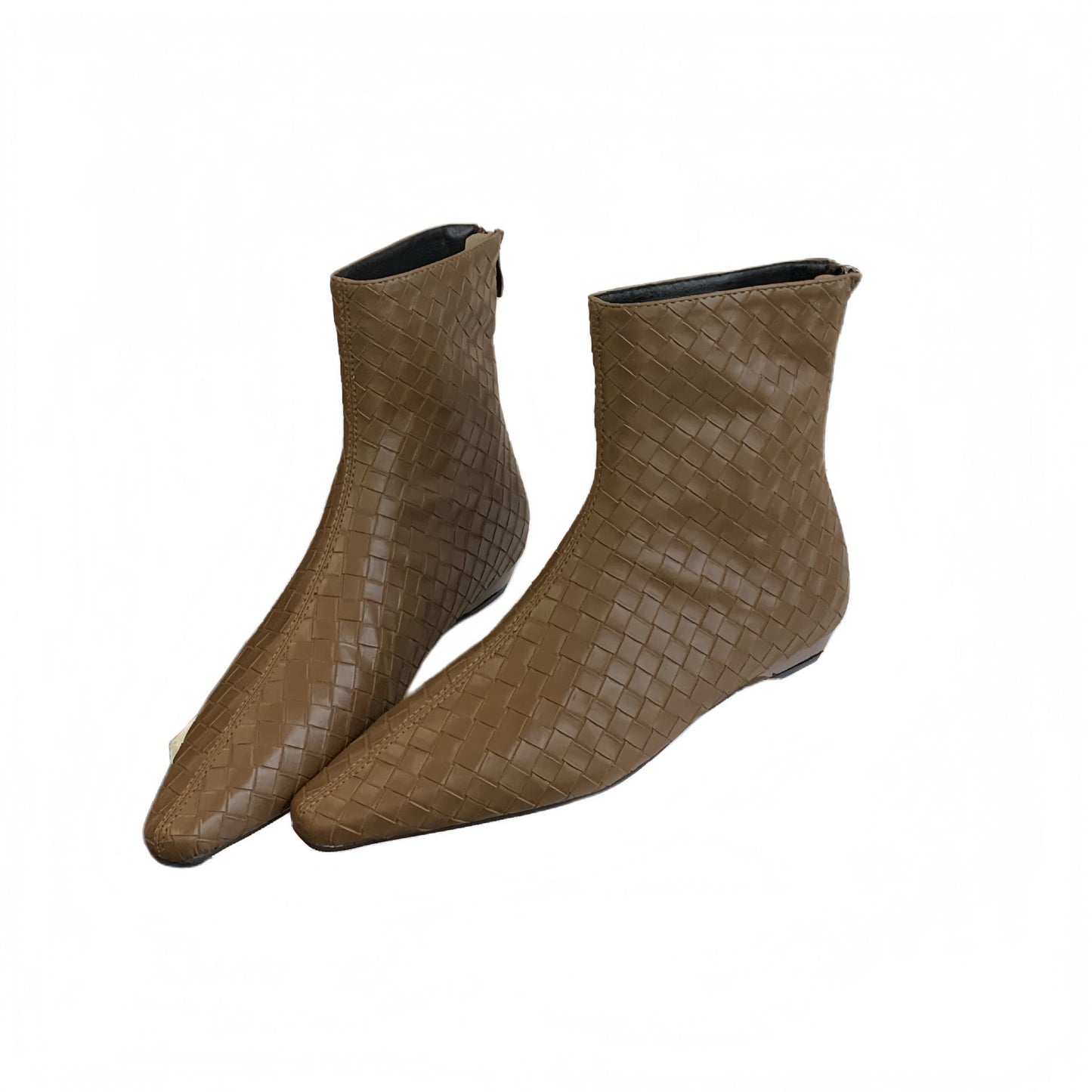 Women's Square Head Woven Loose Sleeve Wedge Short Boots