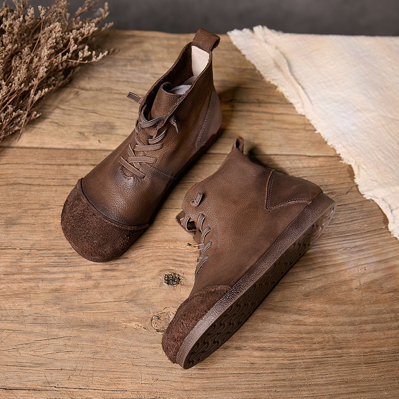Women's Soft Bottom Joint Name Handmade Retro Women's Leather Boots