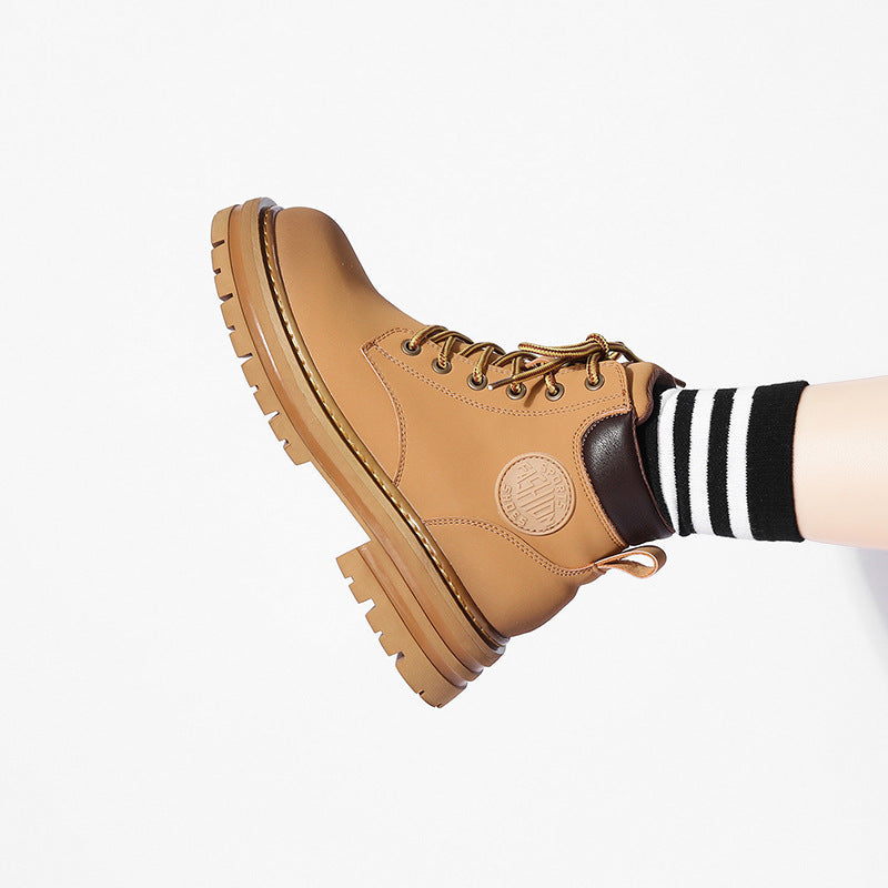 Women's Platform Martin Fashion Big Head Booties Worker Boots