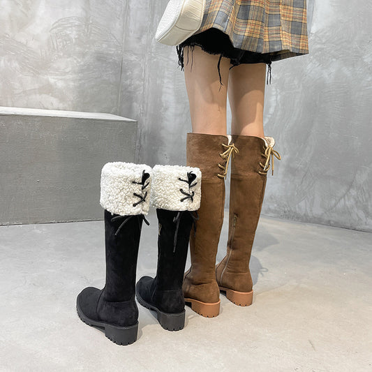 Women's For Lamb Fur Fleece-lined Warm Slimming Boots