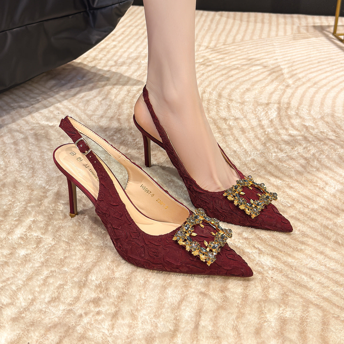 Women's Skirt Pointed Stiletto Back Empty High Closed Women's Fashion Shoes