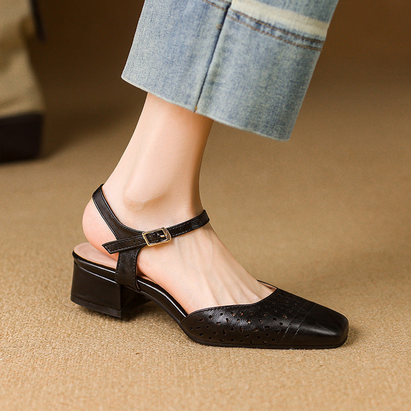 Women's Large Small Size Closed Toe Thick Flat Sandals