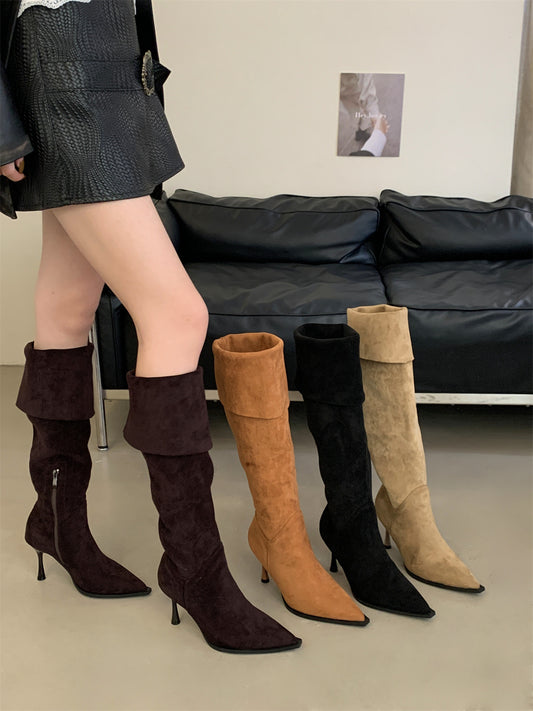 Women's Tax-free Suede High Elastic Pointed Skinny Heels