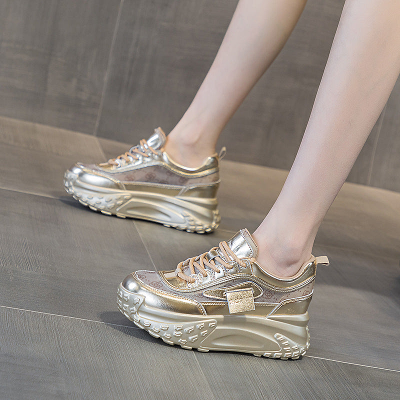 Women's Mesh Spring French Round Head Thick Casual Shoes