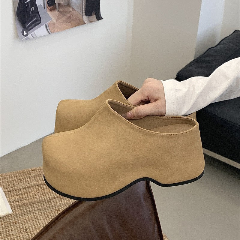 Women's Increasing Insole Closed Toe Half Outer Wear Thick Thick-soles Slippers
