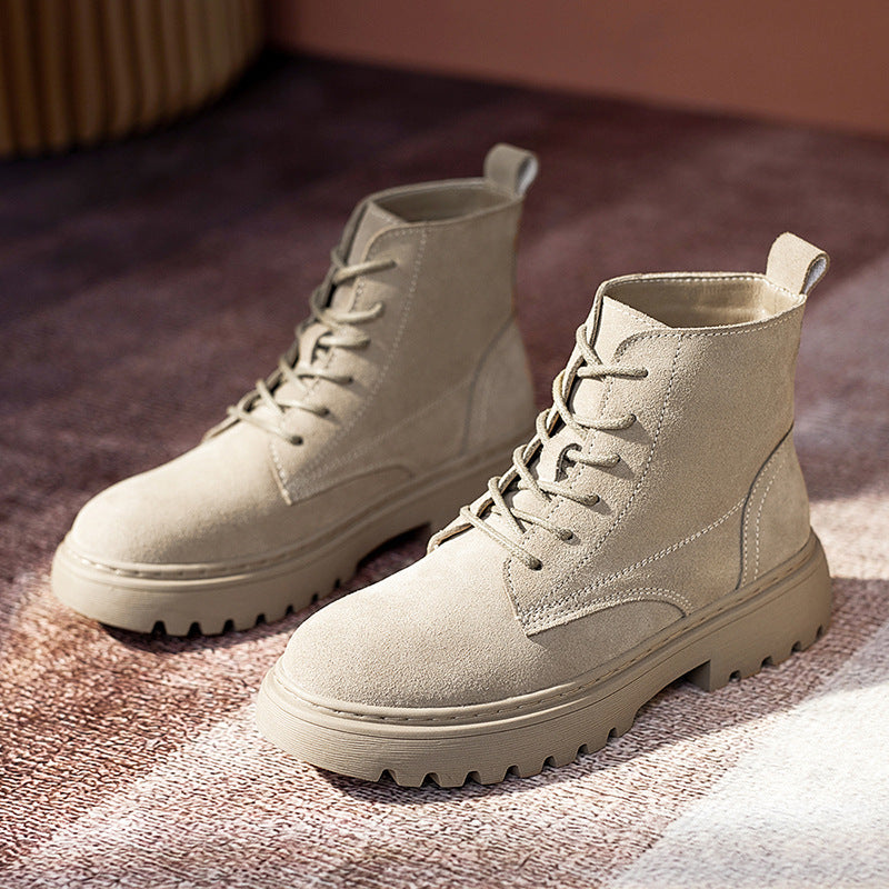 Women's Genuine British Style Mid Martin Flat Boots