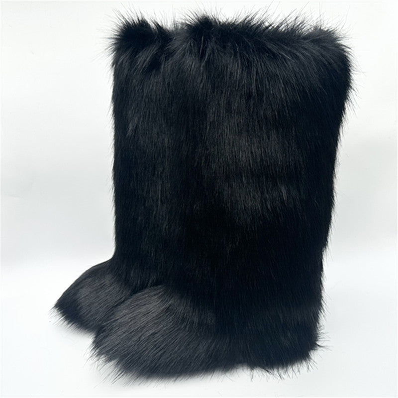 Classy Furry Trendy Thickening Plus Size Snow Boots