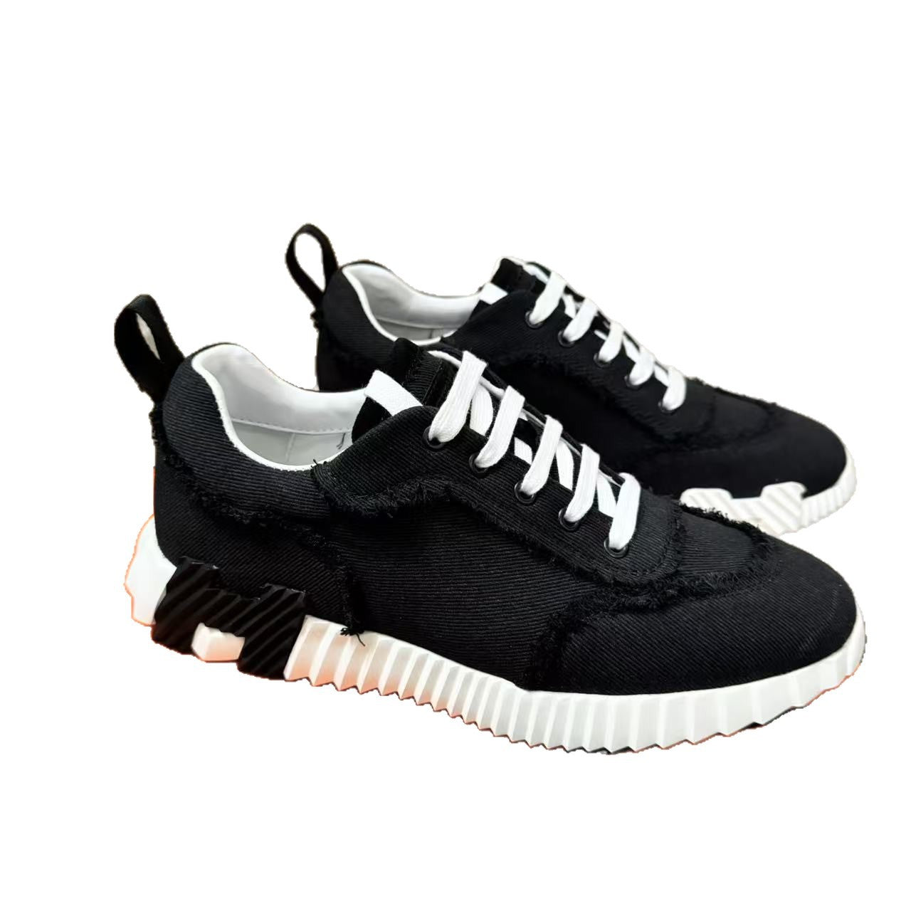 Women's & Men's Denim Color Matching Lace Up Breathable Sneakers