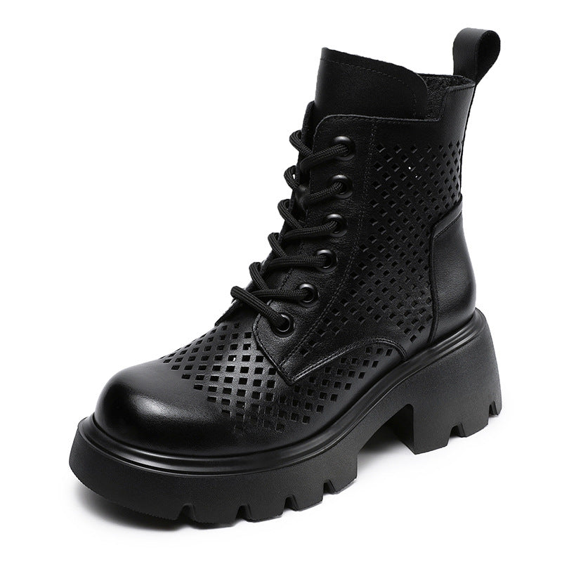 Women's Retro British Style Thick Bottom Thin Hollow Martin Boots