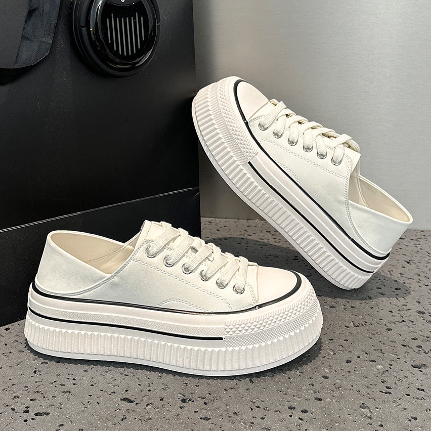 Women's Genuine Two-way White Spring Korean Style Versatile Platform Soft Women's Sports Shoes