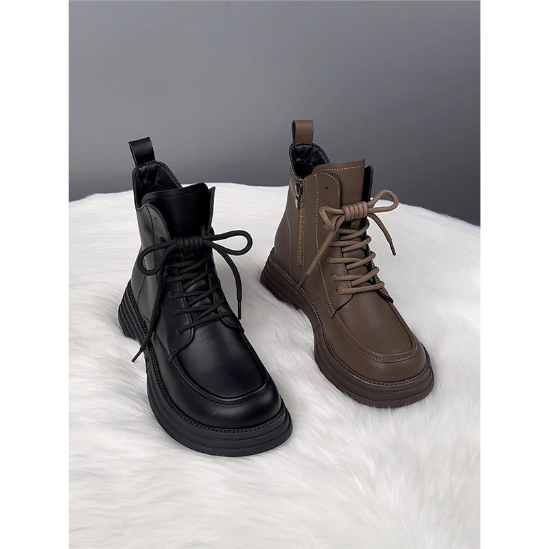 Martin Female Autumn British Style Platform Women's Leather Boots