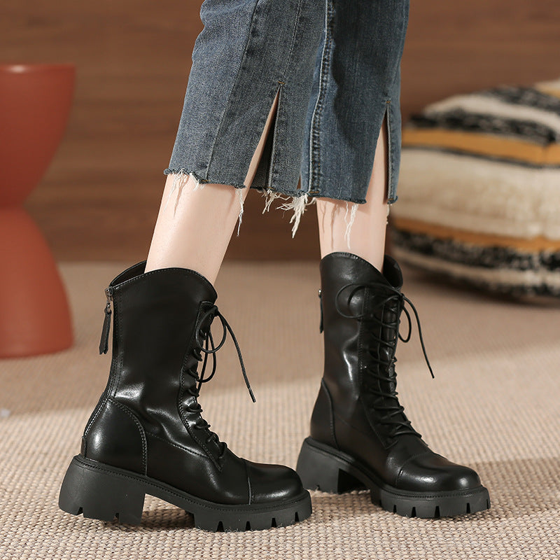 Women's Martin British Style Ankle Back Zipper Boots