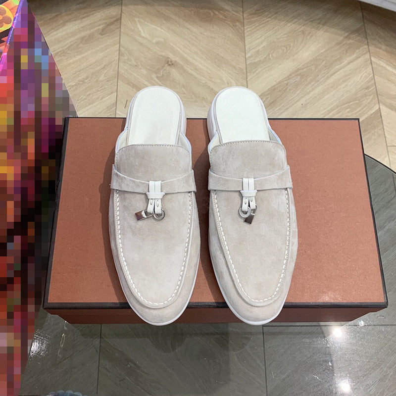 Toe Cap Semi French Comfortable British Flat Slippers