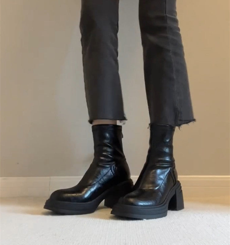Women's Version Brown Retro Thick Bottom Martin Simple Boots