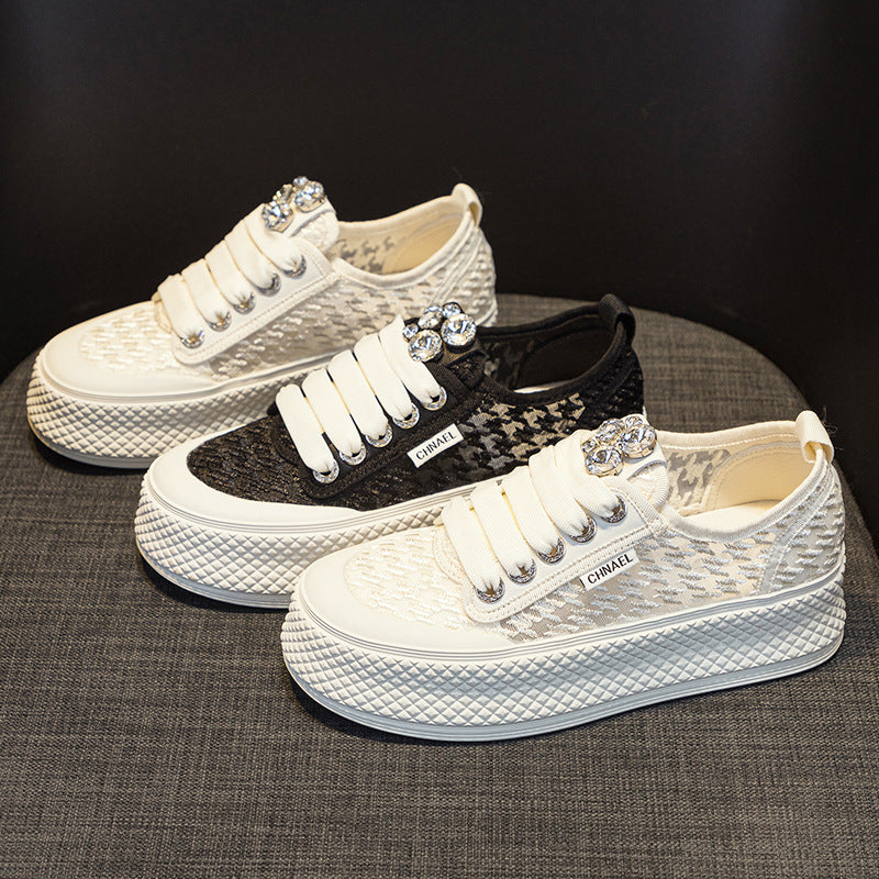 Women's White Summer Mesh Versatile Sports Leisure Sneakers