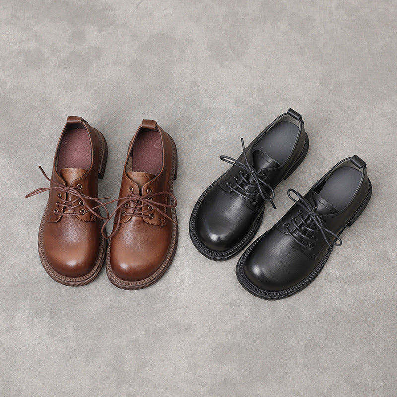 Women's Autumn Genuine England Style Round Head Low Casual Shoes