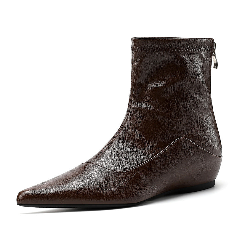 Women's Height Increasing Insole Pointed Toe Fashion French Women's Leather Boots