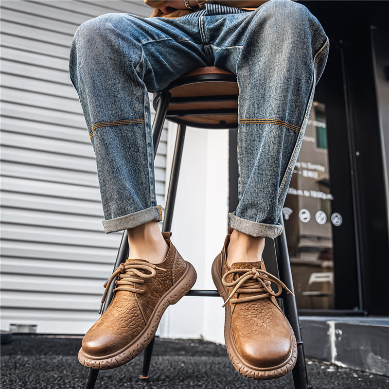 Men's Cowhide Flat Soft Surface Bottom Comfortable Breathable Men's Casual Leather Shoes