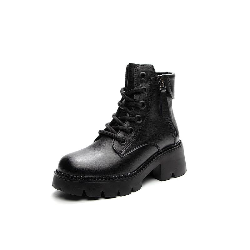 Women's Autumn Martin Thick-soled British Style Short Women's Leather Boots