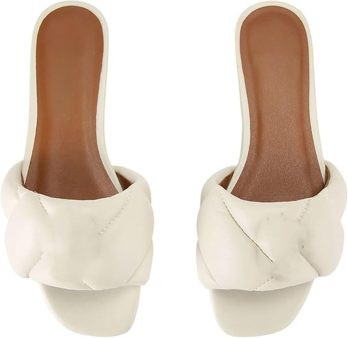 Women's Hollow Metallic Striped With Sandwich Round Flat Slippers