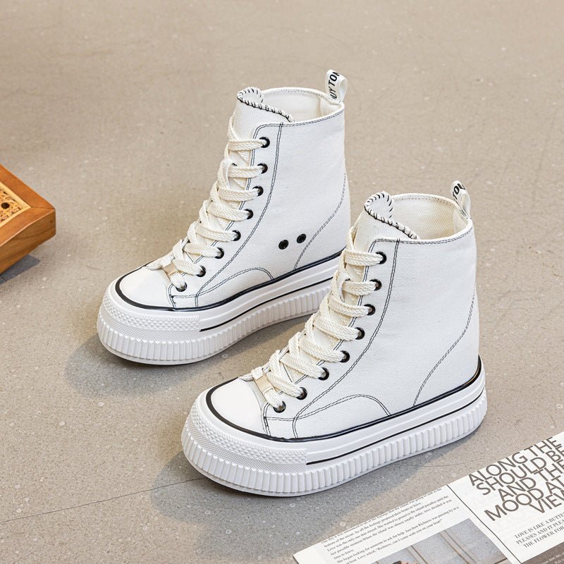 Women's Thick-soled Spring Invisible Height Increasing Insole Women's Canvas Shoes