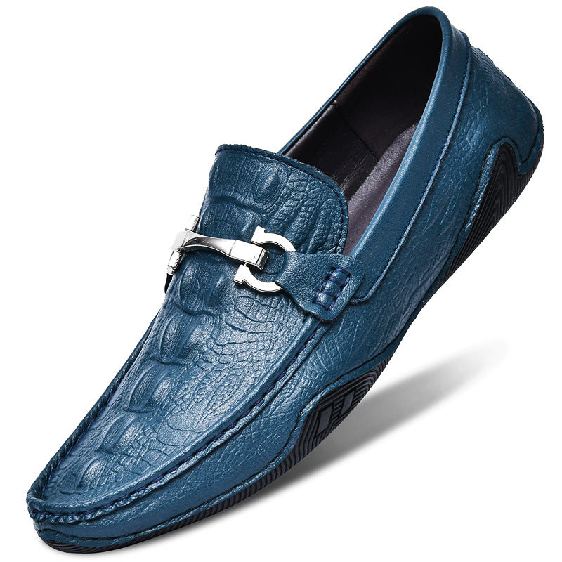 Men's Embossed Crocodile Pattern Four Tods Slip-on Casual Shoes