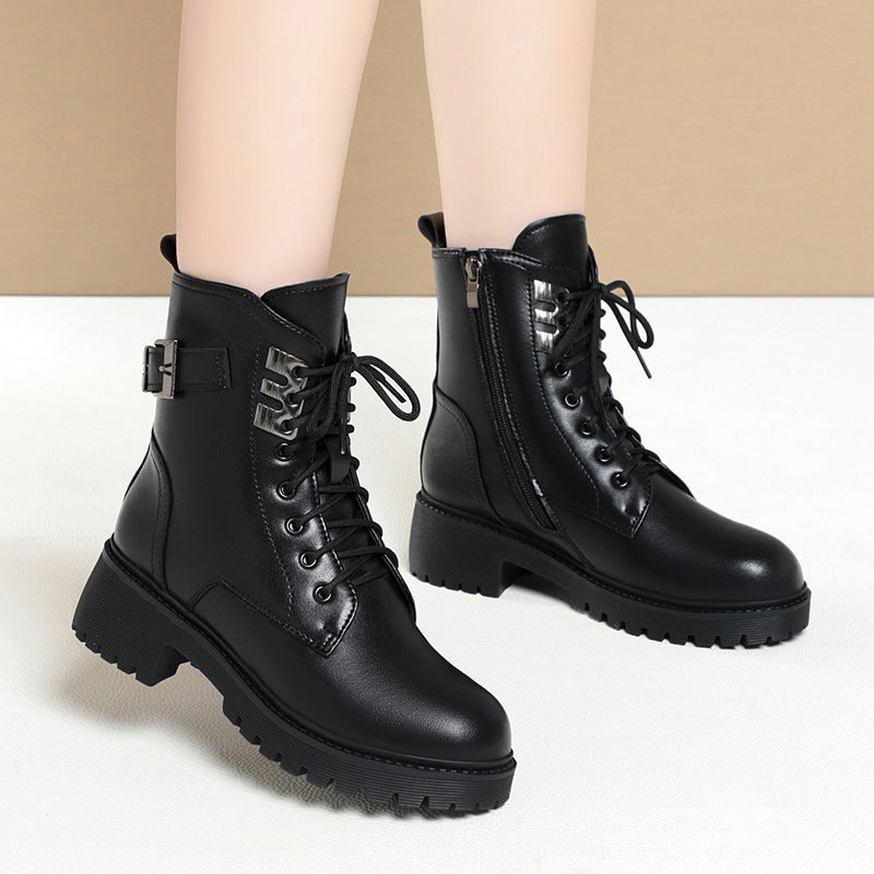 Women's Short Genuine Soft Bottom Winter With Veet Platform Fur Women's Leather Boots