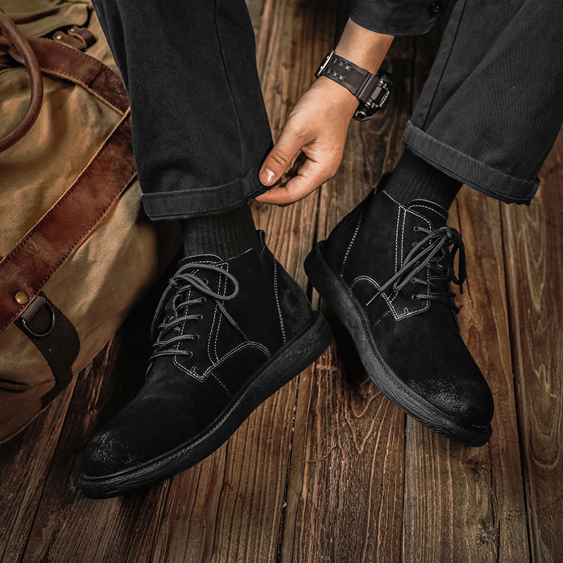 Men's Autumn Martin Trendy Black Breathable Suede Boots