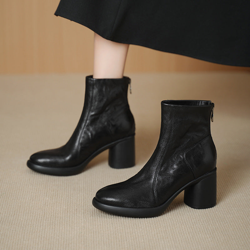 Women's Style Soft Sheepskin Short High Chunky Winter Plus Veet Genuine Boots