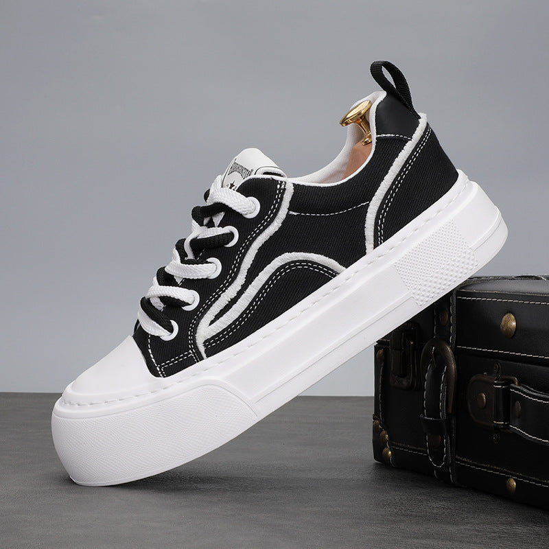 Men's Spring Chinese Style Breathable Plaid Lace Men's Canvas Shoes
