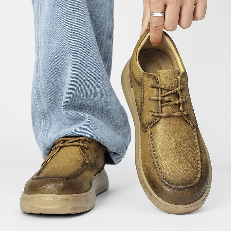Men's Live Broadcast First Layer Cowhide Lazy Men's Casual Shoes