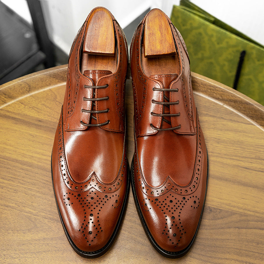 Fashion Elegant Men's Brogue British Carved Leather Shoes