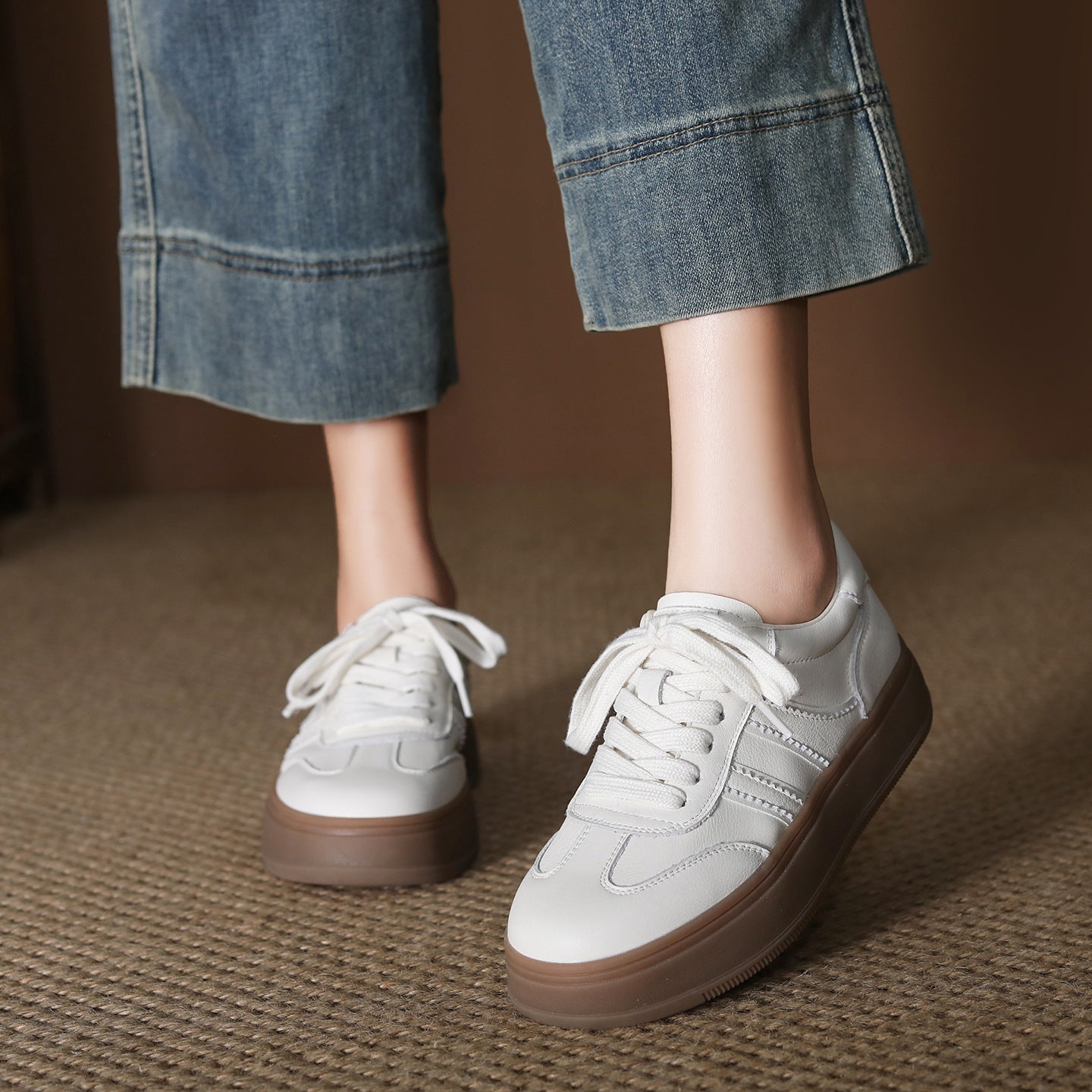 Women's First Layer Cowhide Easy Wear Spring Comfortable Portable Sneakers