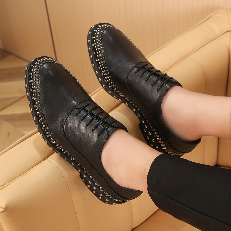 Men's Full Grain Cow Derby Trendy Formal Leather Shoes