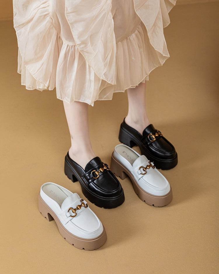 Women's Size Genuine Thick Bottom Half Summer High Soft Slippers