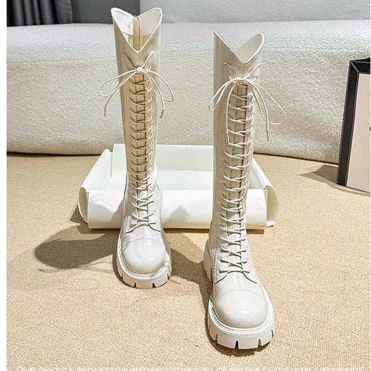 Women's Small Tube Circumference Knight Thick Bottom High V Boots
