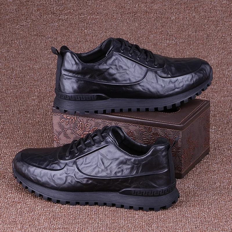 Men's Layer Cowhide Autumn Breathable Thick Soft Bottom Leather Shoes