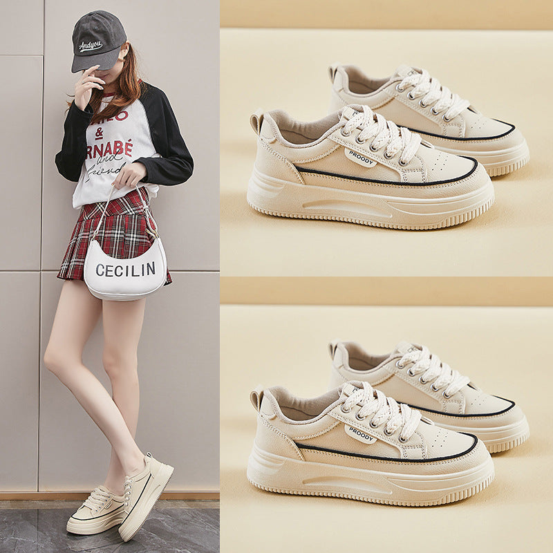 Women's Autumn White Korean Style Thick Sole Height Casual Shoes