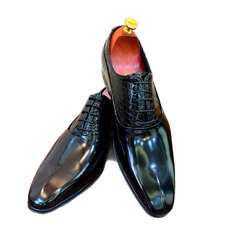 Men's Formal Wear Genuine Slit Beads Snake Men's Business Leather Shoes