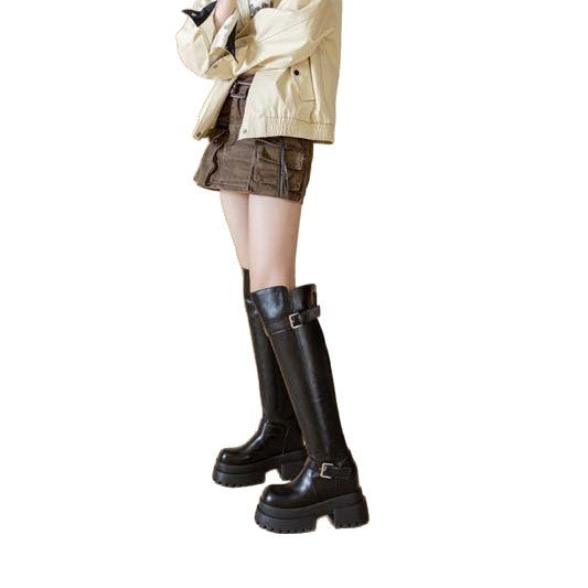 Women's Knee Platform High Elastic Modified Big Long Legs Cool Cm Women's Leather Boots